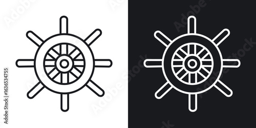 Ship wheel icon. Thin Linear Style Designs for web design and infographics