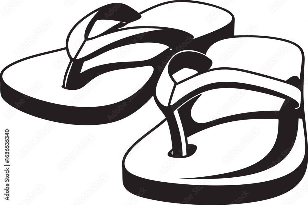 Fototapeta premium Black and White Flip Flop Vector Illustration