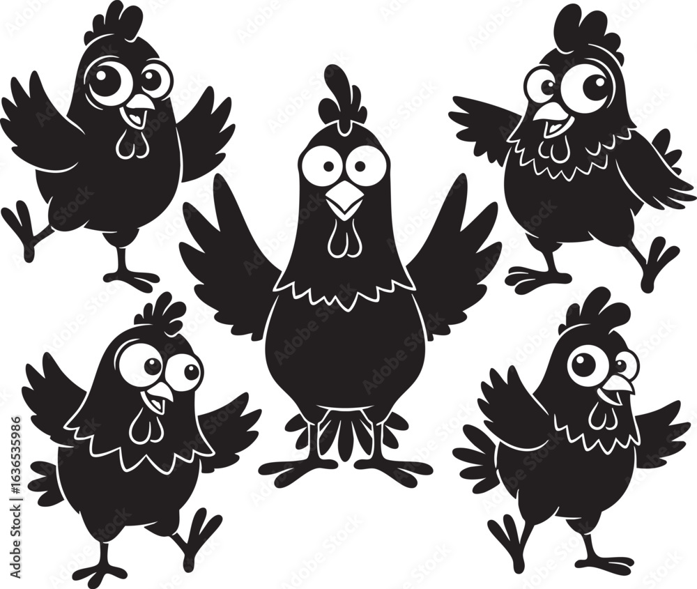 Fototapeta premium Cartoon Chicken Vector Outline
