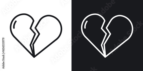 Broken heart icon. Thin Linear Style Designs for web design and infographics