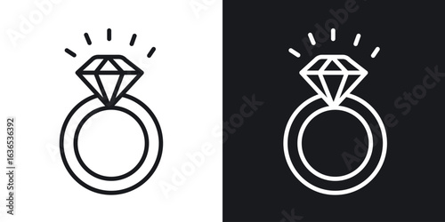 Diamond ring icon. Thin Linear Style Designs for web design and infographics