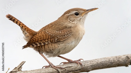 House wren on studio background