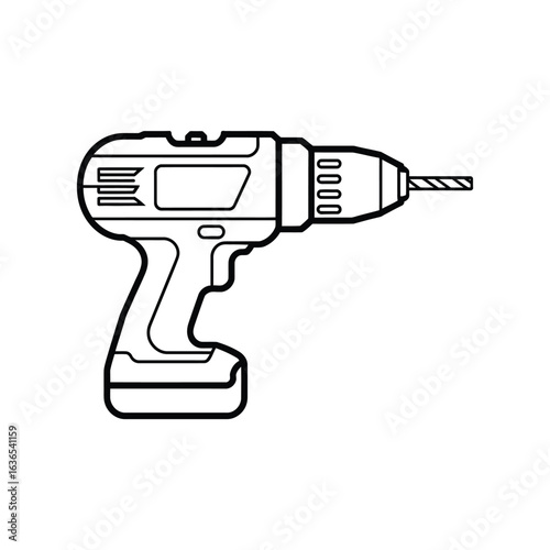 drill silhouette vector illustration line art transparent background