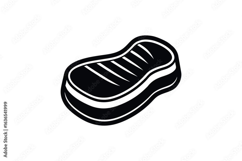 Grilled Steak Icon with Grill Marks in Black and White Silhouette Style silhouette Grilled Steak Icon with Grill Marks in Black and White Silhouette Style silhouette