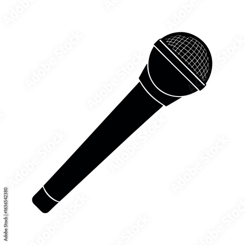Black microphone silhouette vector icon