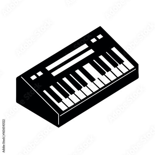 Synthesizer keyboard silhouette on white
