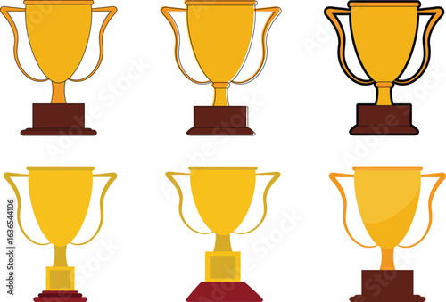 set of gold silver and bronze cups