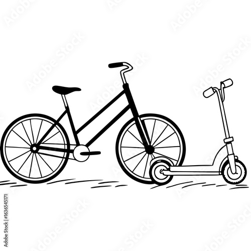 Close-Up of Bicycle and Scooter on Rural Trail"