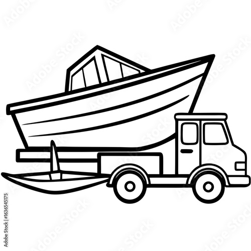 Close-Up of Dump Truck and Boat on Rural Trail"
