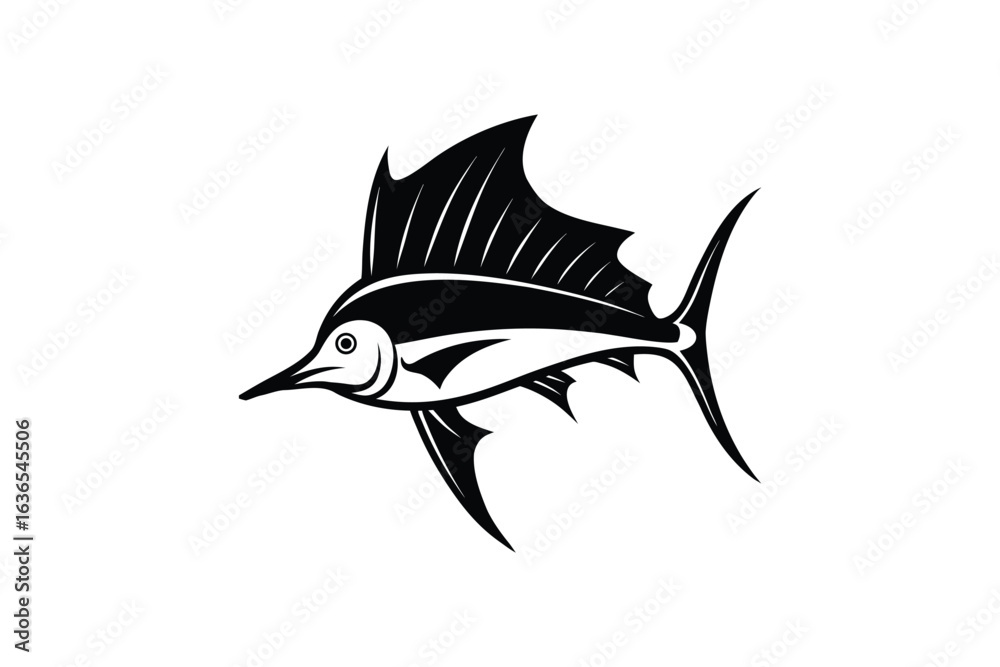Obraz premium Stylized Sailfish Silhouette Vector Illustration