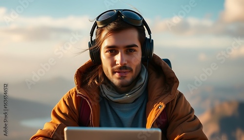 Cliffside Texting & Typing Over Beach Vista