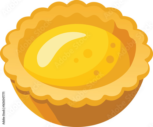 Flaky crust egg tart on white background