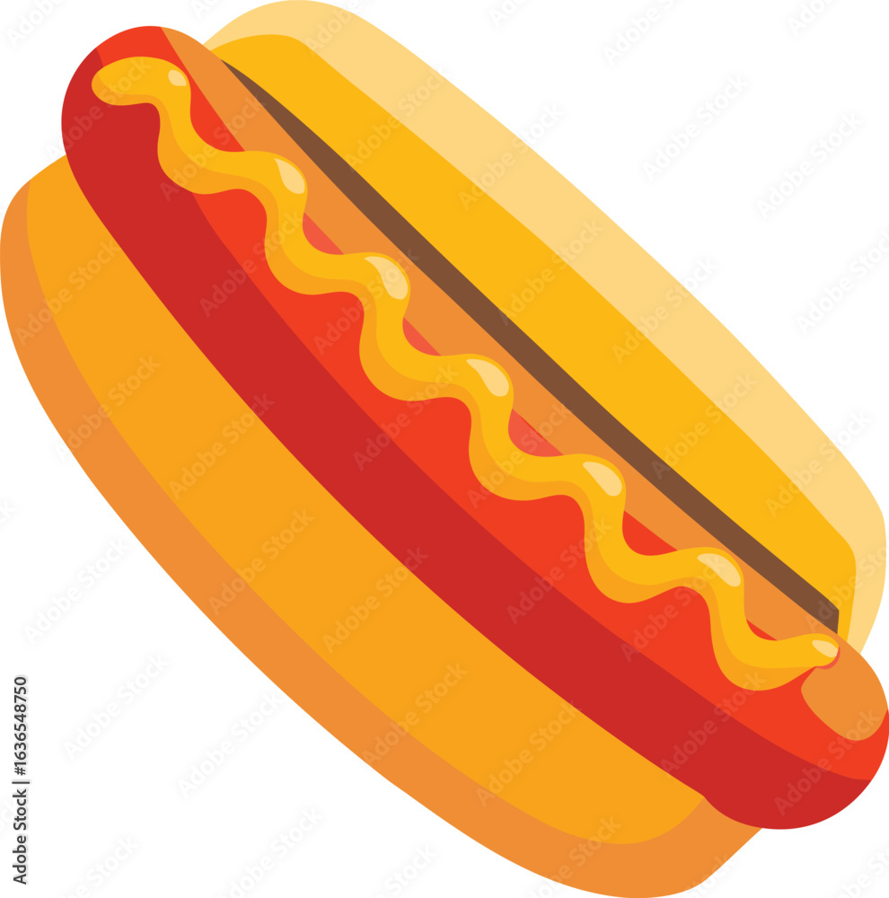 Hot dog with mustard and ketchup illustration Hot dog with mustard and ketchup illustration