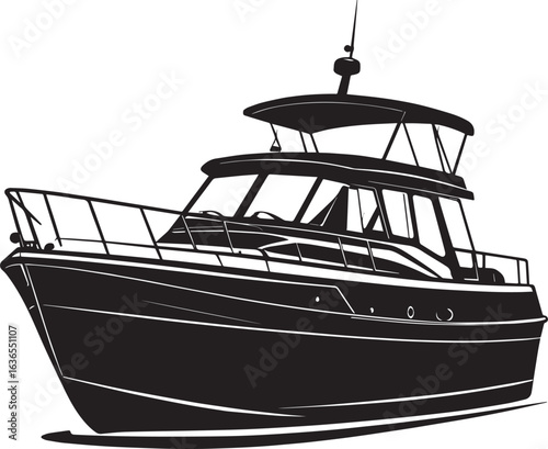 Canal Boat Silhouette in Black | Traditional Narrowboat Illustration Vector