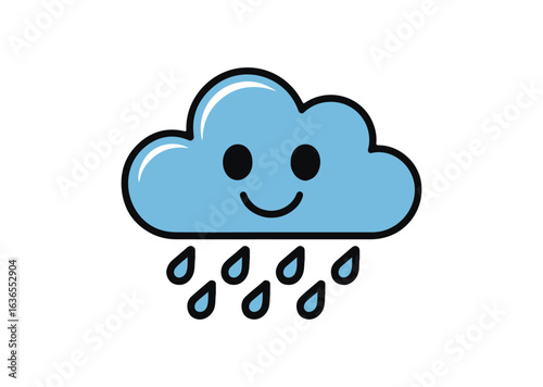 Smiling rain cloud Vector Illustration, Smiling rain cloud Icon