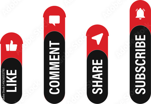 Like comment share subscribe icon and text design for all social media