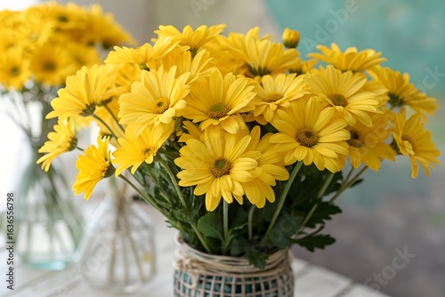 Wallpaper Mural Vibrant Yellow Chrysanthemum Bouquet in Vase A Stunning Floral Arrangement Torontodigital.ca