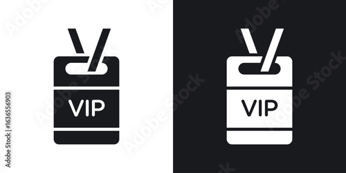 VIP neck tag icon in black and white glyph versions