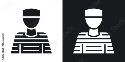 Prisoner icon in black and white glyph versions
