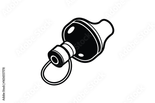 Illustration of a Handheld Nebulizer for Respiratory Treatment in Black and White Silhouette