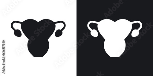 Gynecology icon in black and white glyph versions