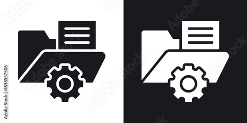 Data management icon in black and white glyph versions