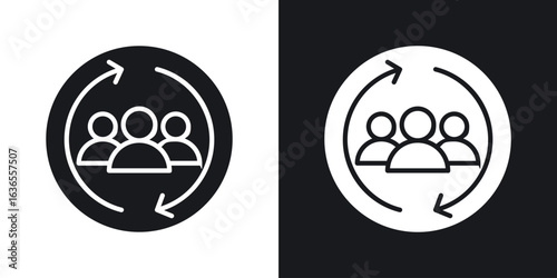 Customer retention icon in black and white glyph versions