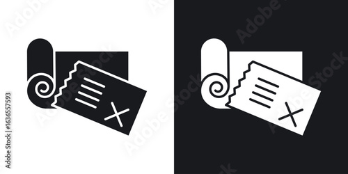 Bounced check icon in black and white glyph versions