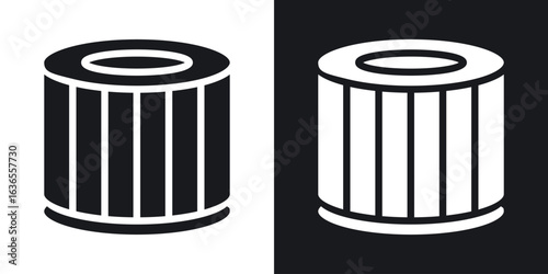 Air filter icon in black and white glyph versions