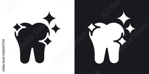 clean tooth icon in black and white glyph versions