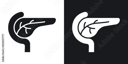 pancreas icon in black and white glyph versions