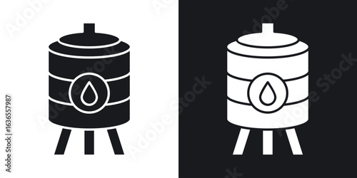 Water tank icon in black and white glyph versions