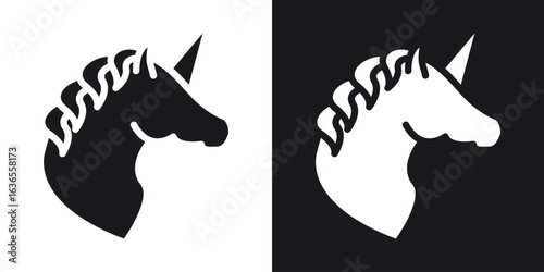 Unicorn icon in black and white glyph versions