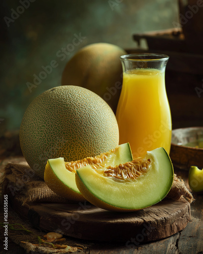 Cantaloupe Still Life with Juice