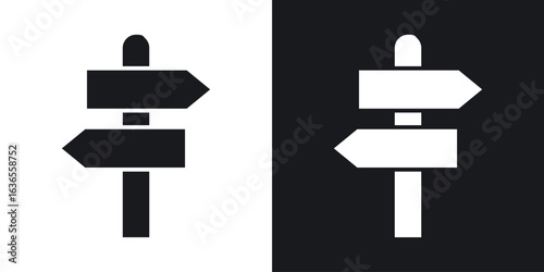 Signpost icon in black and white glyph versions