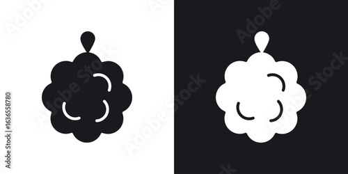 Shower sponge ball icon in black and white glyph versions