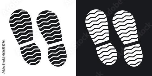 Shoe print icon in black and white glyph versions