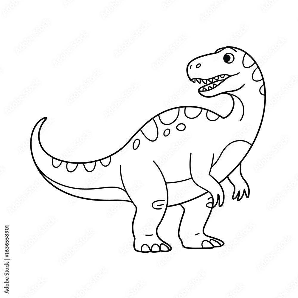 Obraz premium Simple line drawing of a friendly tyrannosaurus rex dinosaur