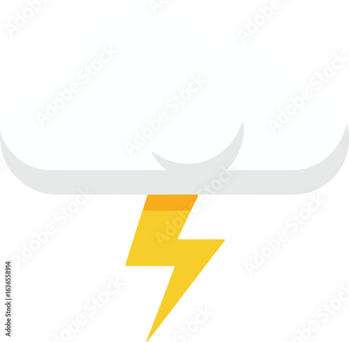 Conceptual flat design of a storm cloud with lightning.