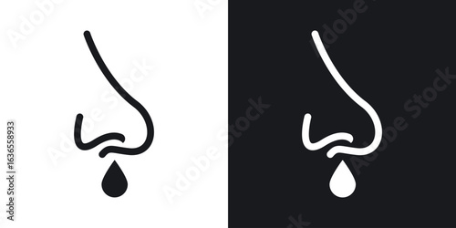 Runny nose icon in black and white glyph versions