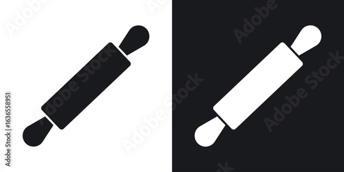 Rolling pin icon in black and white glyph versions