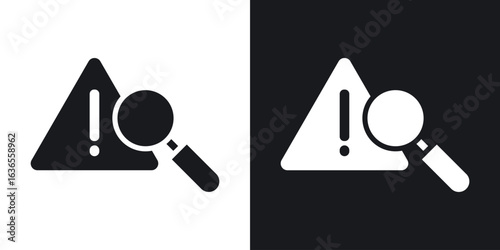 Risk analysis icon in black and white glyph versions