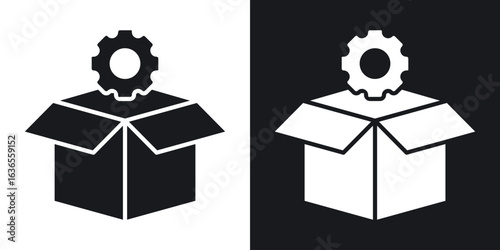 Product management icon in black and white glyph versions