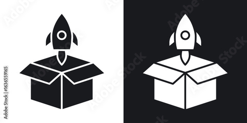 Product release icon in black and white glyph versions