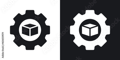 Product development icon in black and white glyph versions