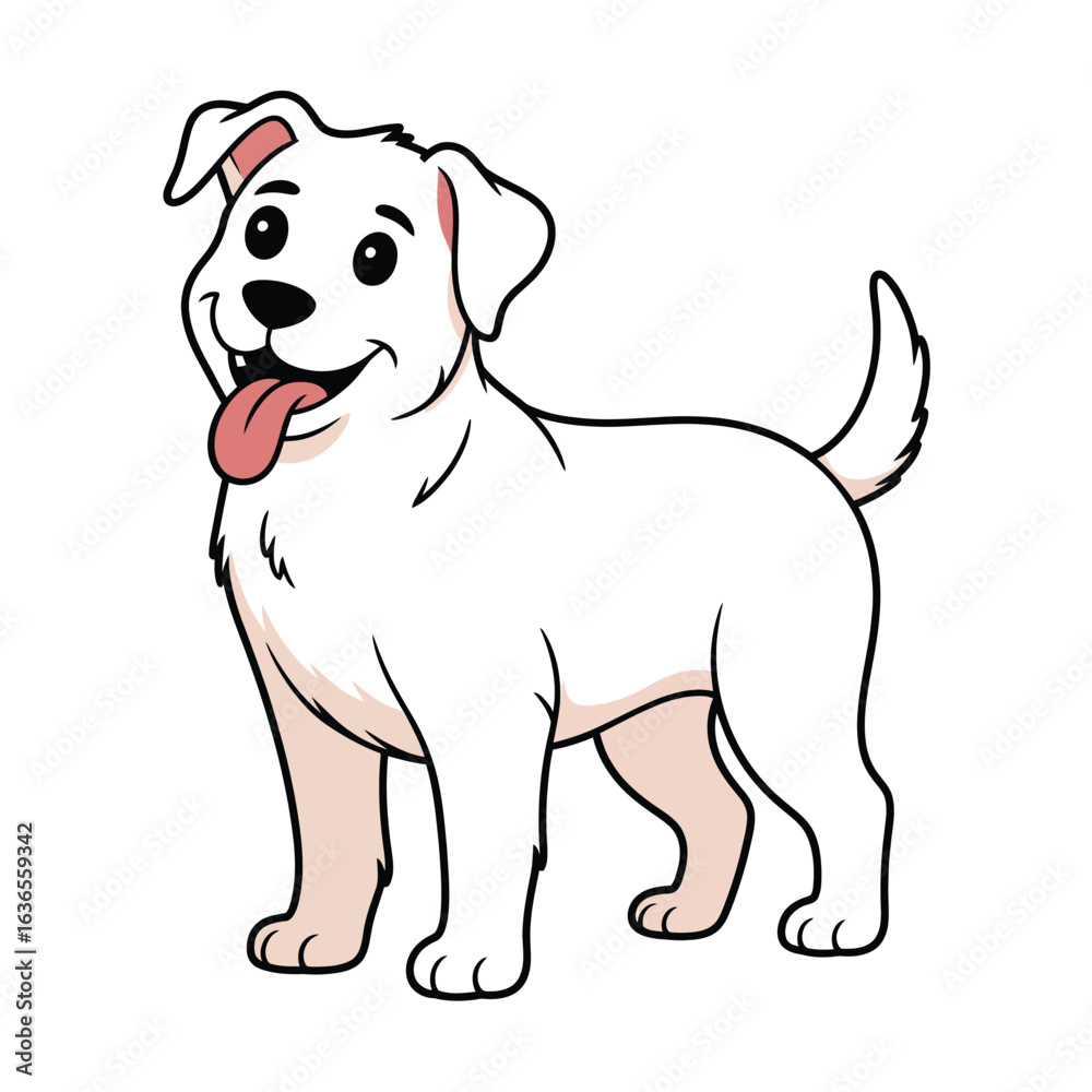 Obraz premium Happy white puppy dog with tongue out