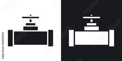 Pipe valve icon in black and white glyph versions