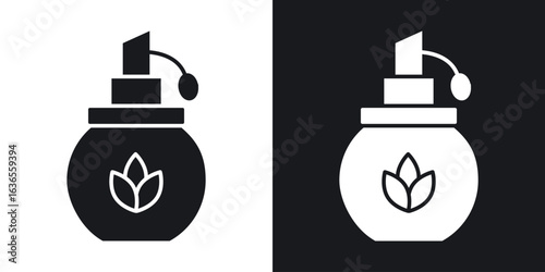 Perfume bottle icon in black and white glyph versions