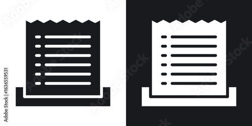 Paper receipt icon in black and white glyph versions