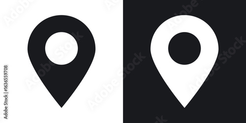 Navigation pin icon in black and white glyph versions